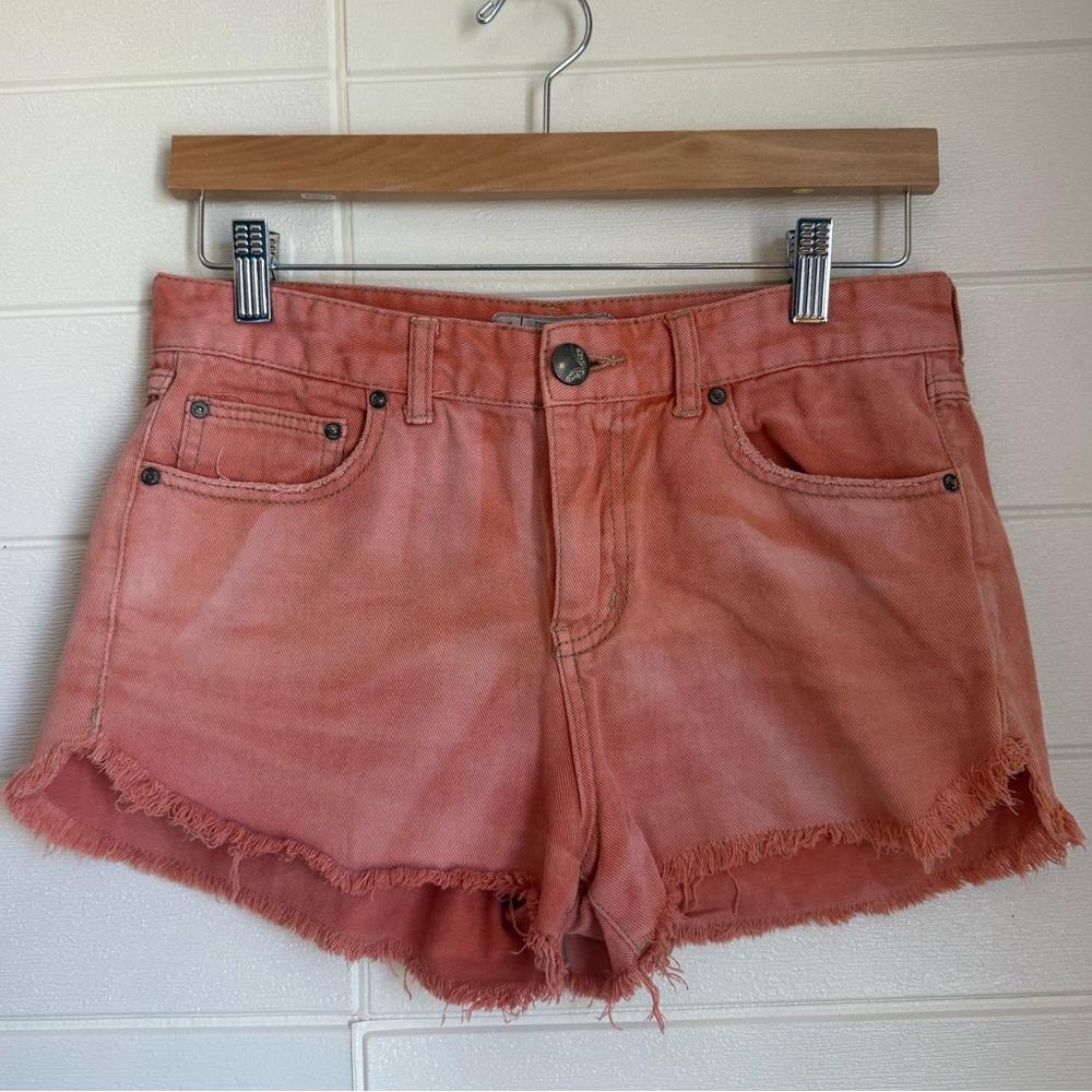 100% Cotton Free People Distressed Coral Jean Shorts